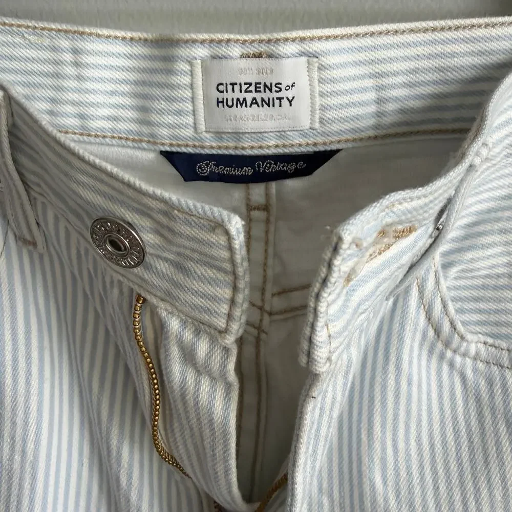 Citizens of Humanity Miro Marine Blue Stripe Relaxed Jeans Size 24